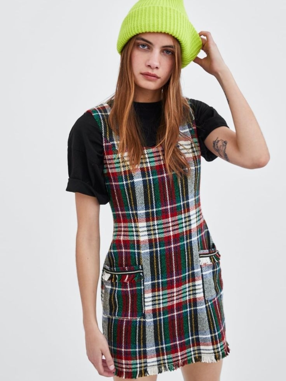 Zara Plaid Mini Dress in Red, Green, White, Blue